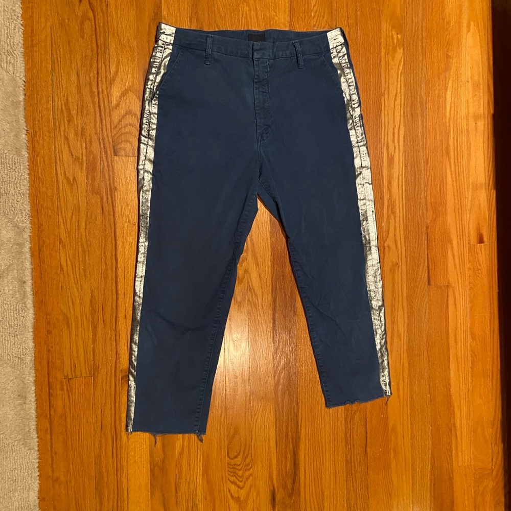 MOTHER Blue Pants with silver side stripe size 32
